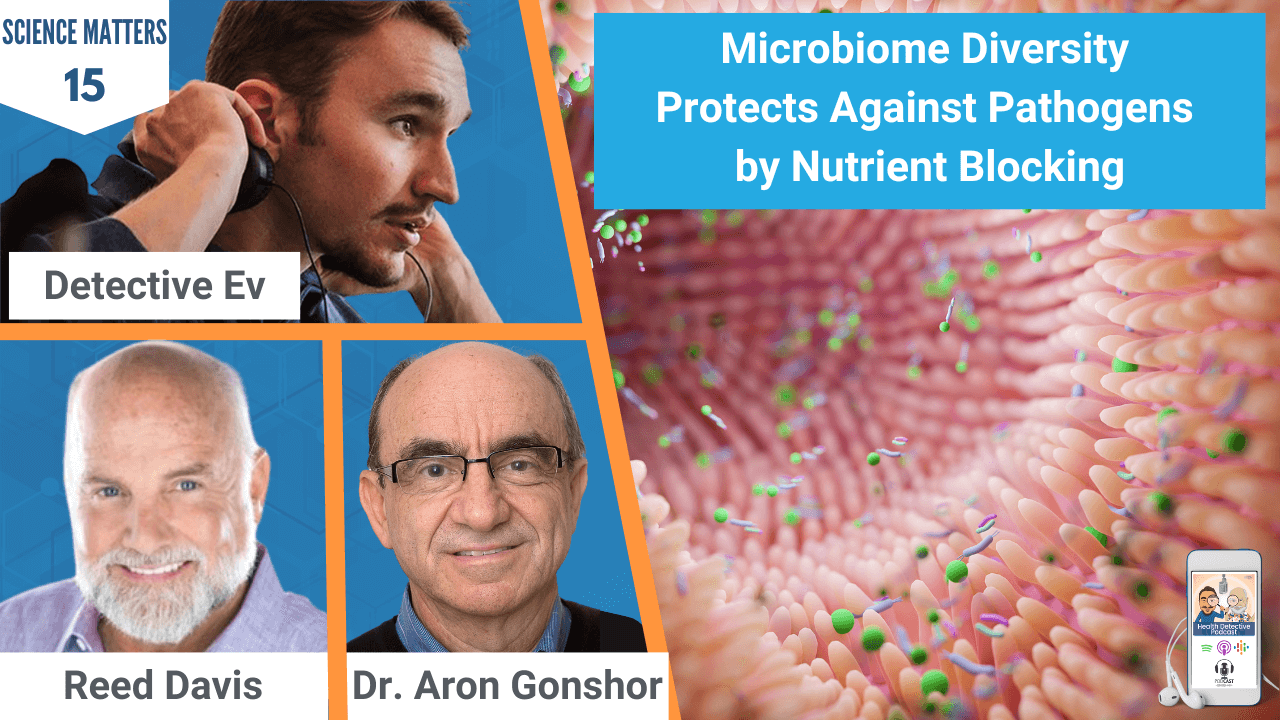 MICROBIOME DIVERSITY, MICROBIOTA, MICROBES, COMPETITION, CROWD OUT, DIVERSITY, NUTRIENT BLOCKING, SCIENCE MATTERS, HEALTH DETECTIVE PODCAST, FDN, FDNTRAINING, REED DAVIS, DR. ARON GONSHOR, DETECTIVE EV, EVAN TRANSUE